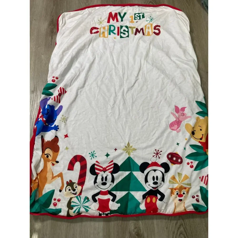 Disney Mickey & Friends My 1st Christmas Baby Crib Play Blanket Multicolor